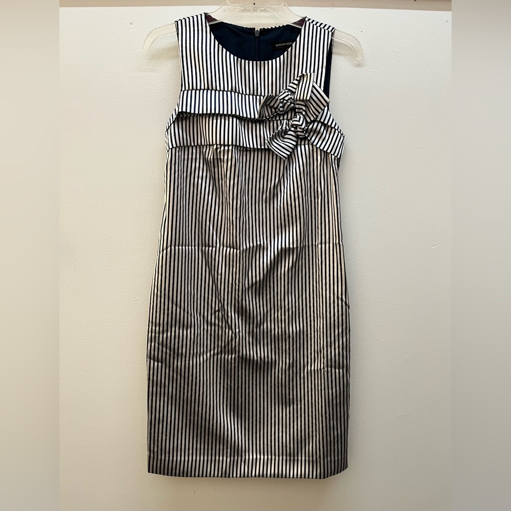 Banana Republic striped satin shift dress with bow